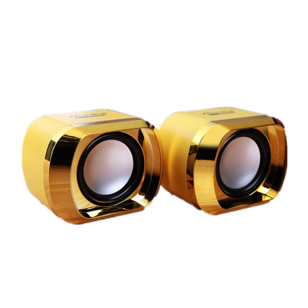 Mini Computer Speakers USB AUX Jack 3.5mm PC Desktop Laptop Stereo Wired Sound Subwoofer Gold-image-OPC-P6ZB558-NEW