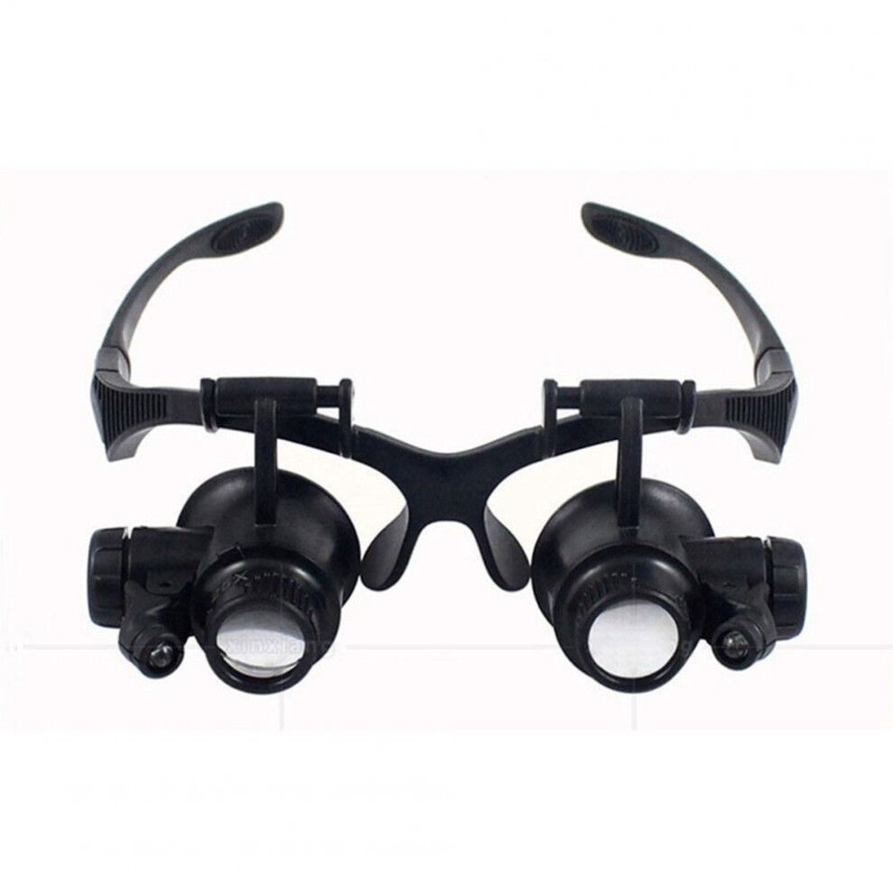 10X 15X 20X 25X Magnifying Glass Set with Headband & LED Light Magnifier Watchmaker Jewelry Optical Lens Without battery