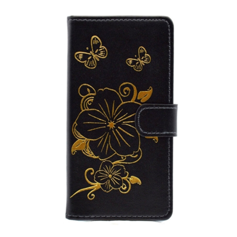 For Galaxy J5 / J500 Bronzing Butterfly Pattern Horizontal Flip Pu Leather Case With Holder & Card Slots & Wallet(Black) Black 777178623668
