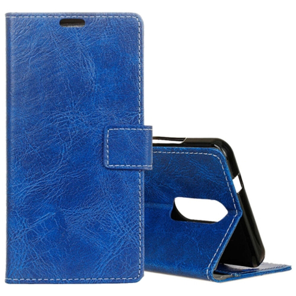 For Wiko Jerry 3 Retro Crazy Horse Texture Horizontal Flip Leather Case With Holder & Card Slots & Wallet & Photo Frame (Blue) Blue 777178618671