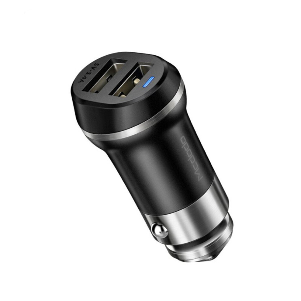 5V 3.4A Dual Usb Ports Car Charger With Led - Light/Black 7061857294427