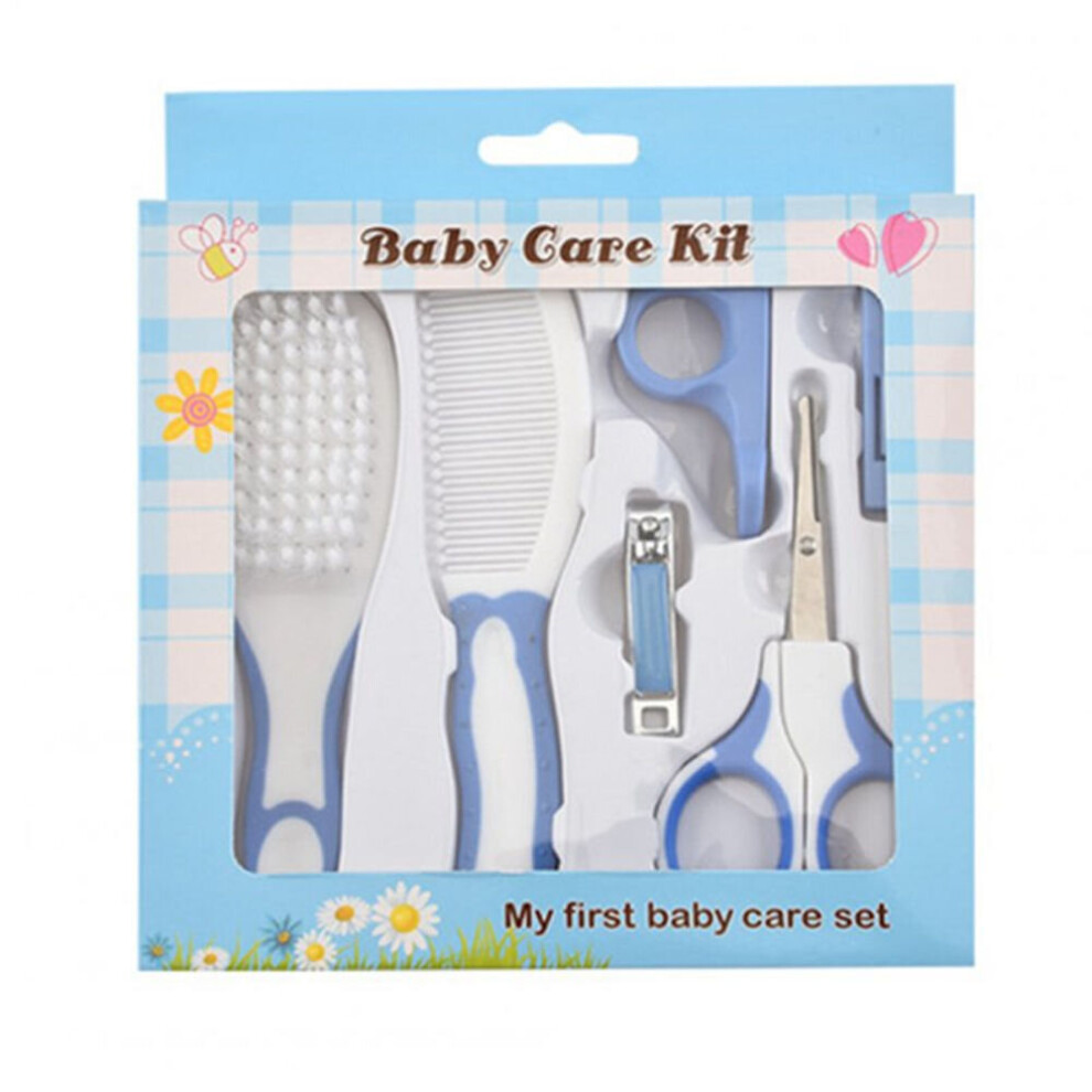 2Sets 6Pcs/Set Manicure Care Set Infant Nail Scissors Comb Brush Baby Care Supplies Set Blue_6pcs Keshen