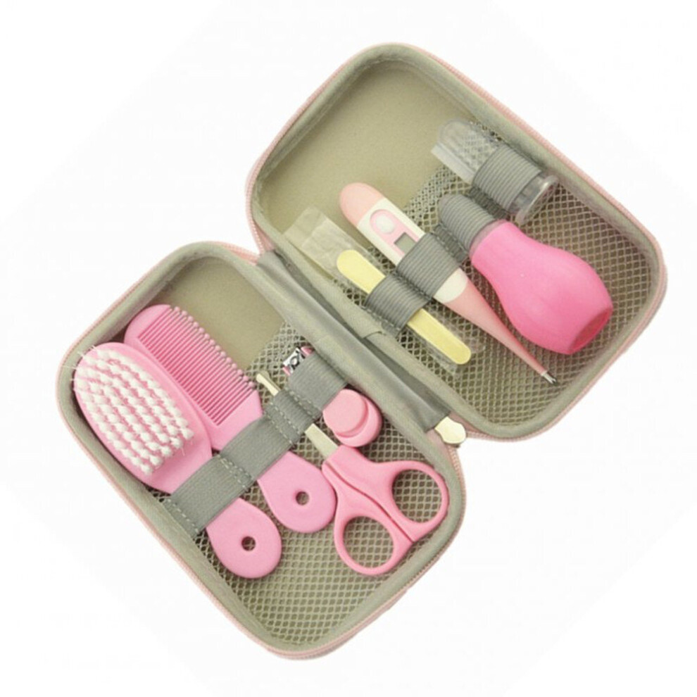 8Pcs Baby Nail Clipper Digital Thermometer Nasal Aspirator Baby Care Pink_18*15*5.5Cm Keshen