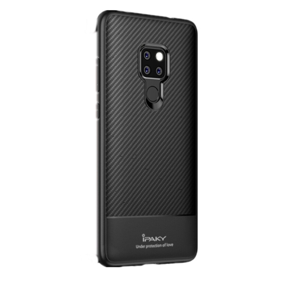 2Pcs Ipaky Carbon Fiber Texture Soft Tpu Case For Huawei Mate 20(Black) Black 700000659290