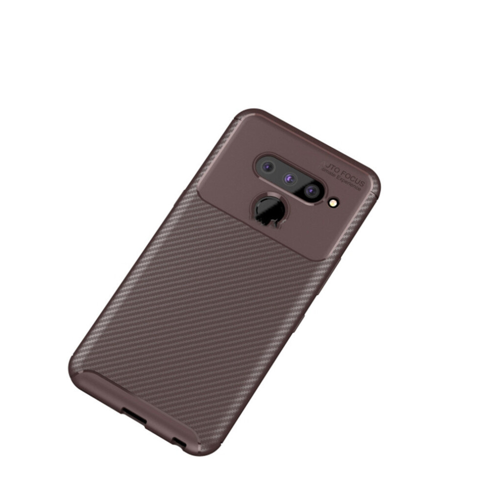 2 Pcs Beetle Series Carbon Fiber Texture Shockproof Tpu Case For Lg V50(Brown) Brown 700000644333