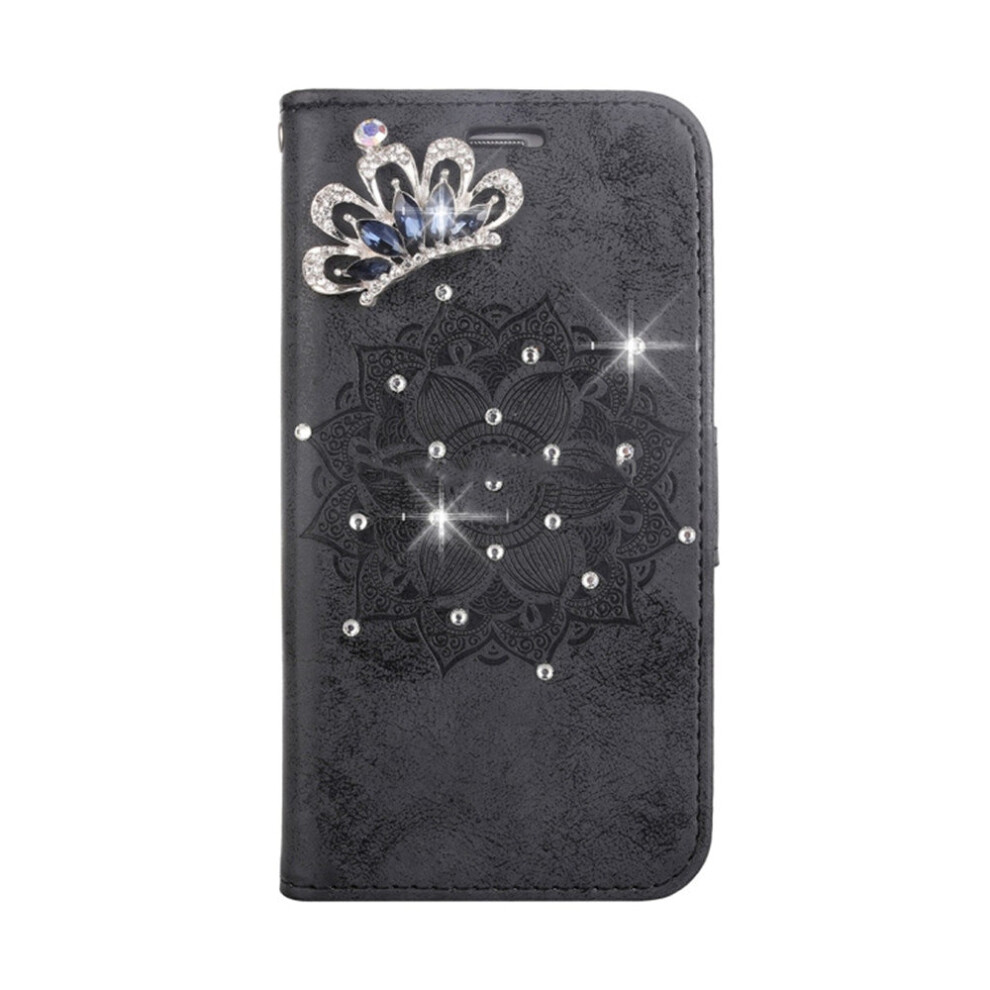 For Galaxy S8 Mandragora Pattern Diamond Encrusted Horizontal Flip Leather Case With Card Slot & Holder & Wallet & Lanyard(Black) Black 700000651904