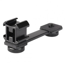 Camera Hot Shoe Bracket Three-head Hot Shoe Accessories Suitable for Mircophone and Flash Black