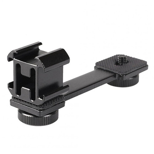 Camera Hot Shoe Bracket Three-head Hot Shoe Accessories Suitable for Mircophone and Flash Black