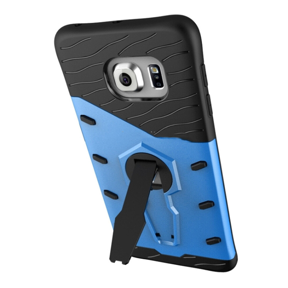 For Galaxy S6 Edge / G925 Shock-Resistant 360 Degree Spin Tough Armor Tpu+Pc Combination Case With Holder(Blue) Blue 777178623781
