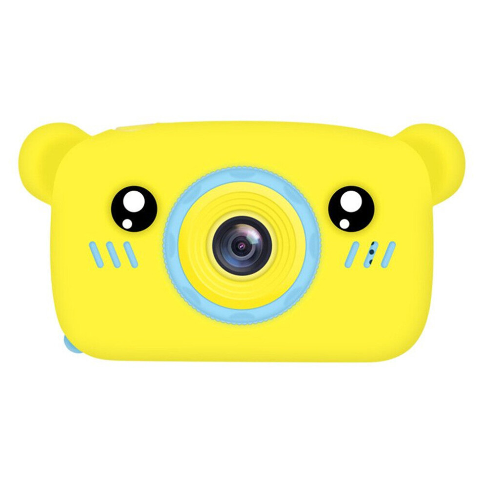 2 Inch HD Screen Digital Mini Camera Kids Cartoon Cute Camera Toys Outdoor Photography Props for Child  Yellow bear 