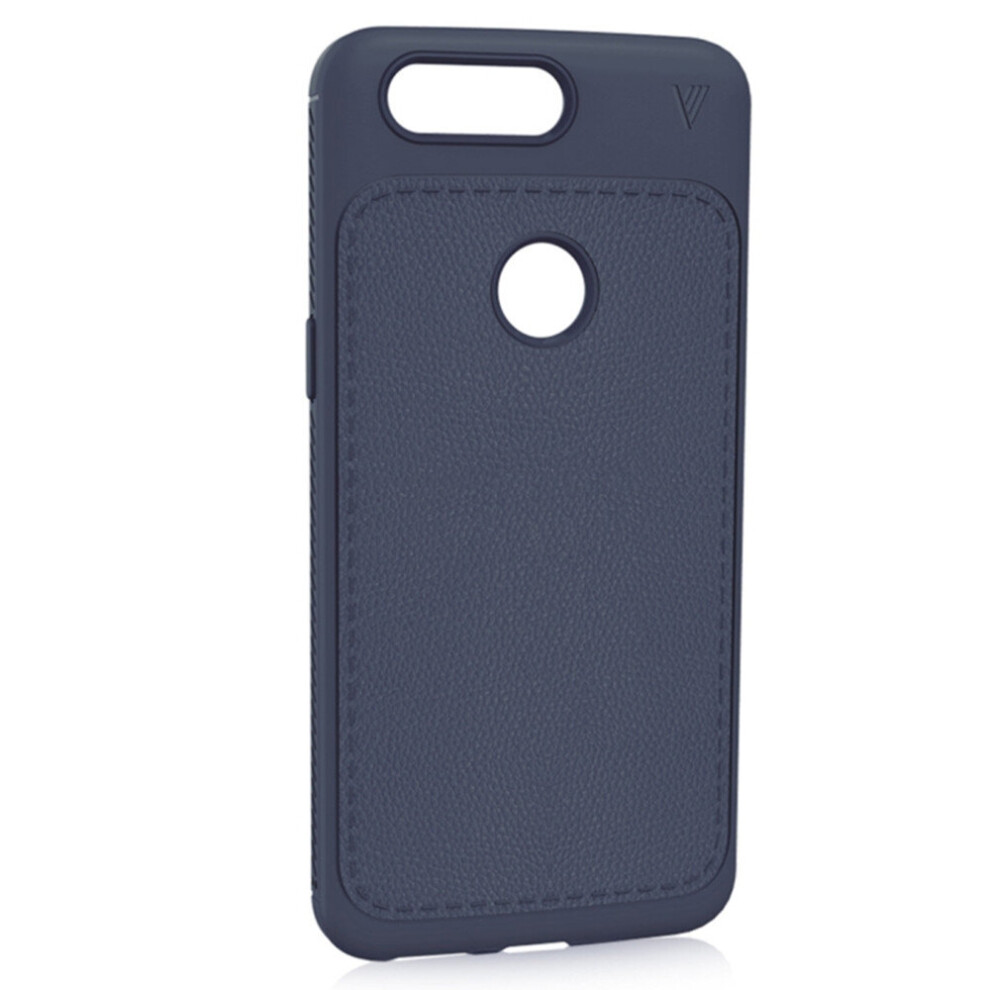 For Oneplus 5T Tpu Litchi Texture Dropproof Protective Back Cover Case(Navy ) Blue 777178618855