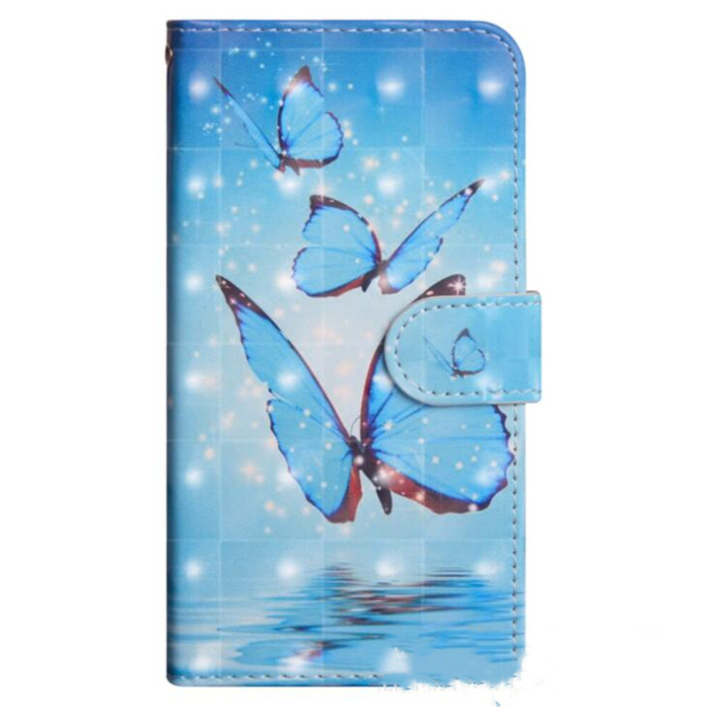 For Galaxy S7 Edge Butterflies Pattern Horizontal Flip Diamond Encrusted Leather Case With Holder & Wallet & Card Slots Blue 777178623880