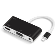 Converter For Lightning to HDMI VGA AV Jack Audio TV Adapter Cable For iPhone X iPhone 8 7 7 Plus 6 6S For iPad Series black