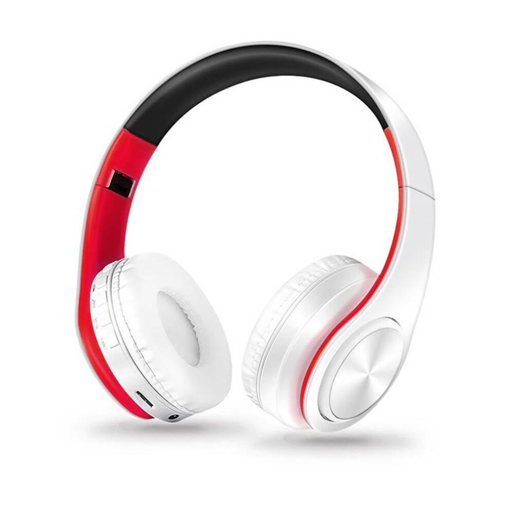 Wireless Headphones Bluetooth Headset Foldable Headphone Adjustable Earphones With Microphone For Pc Mobile Phone Mp3 And White Red 700000571967