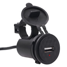 2 Pcs Motorcycle USB Mobile Phone Charger Single USB Modified 12v Waterproof Charger black