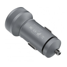 Universal Aluminum Alloy Dual USB Car Charger for Car Truck Automobile Data Recorder gray