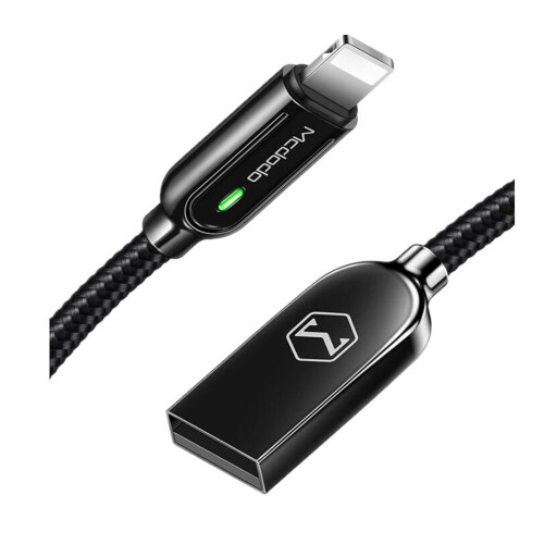Smart Series Auto Disconnect Lightning Cable for iPhone iPad 1.8m Black
