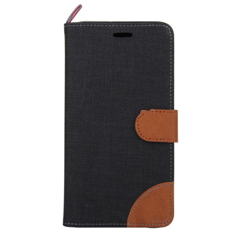 For Galaxy S9 Denim Surface Horizontal Flip Leather Case With Card Slots & Holder (Black) Black 777178624030