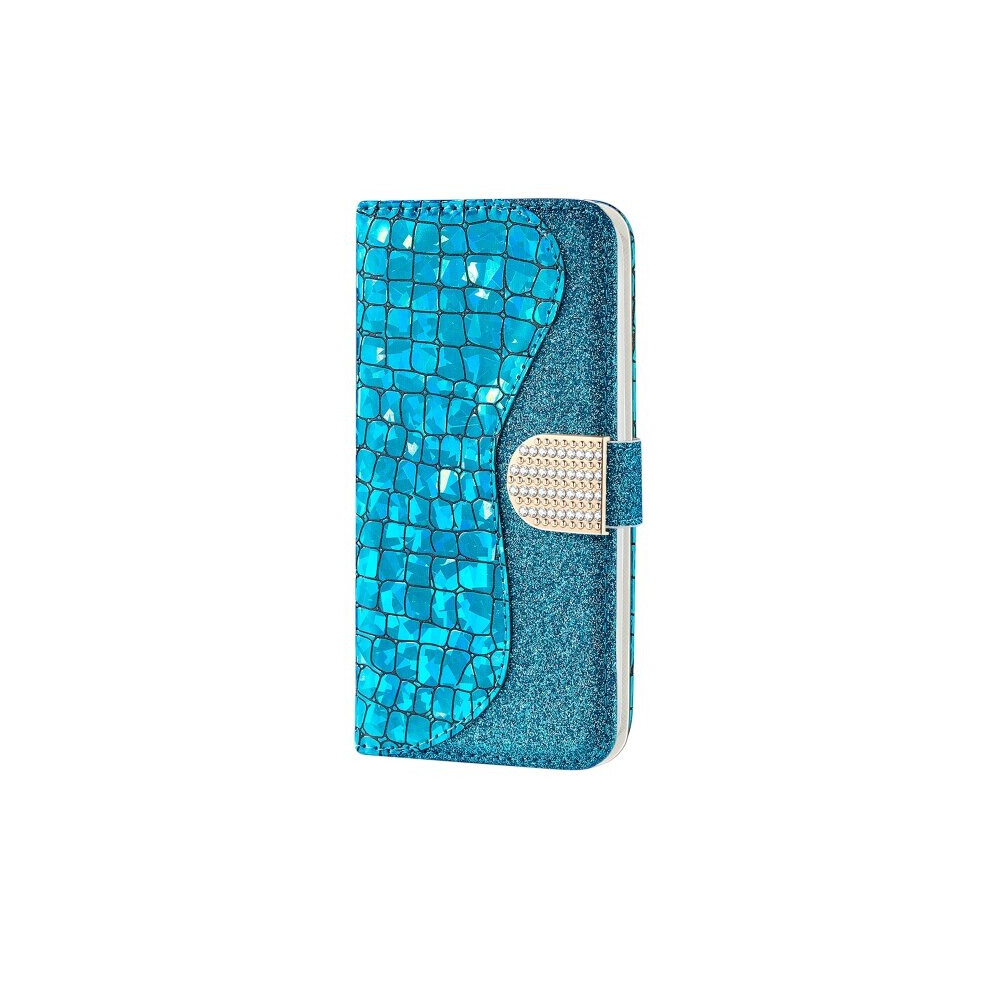 Laser Glitter Powder Matching Crocodile Texture Horizontal Flip Leather Case For Galaxy J4 (2018), With Card Slots & Holder 700000639568