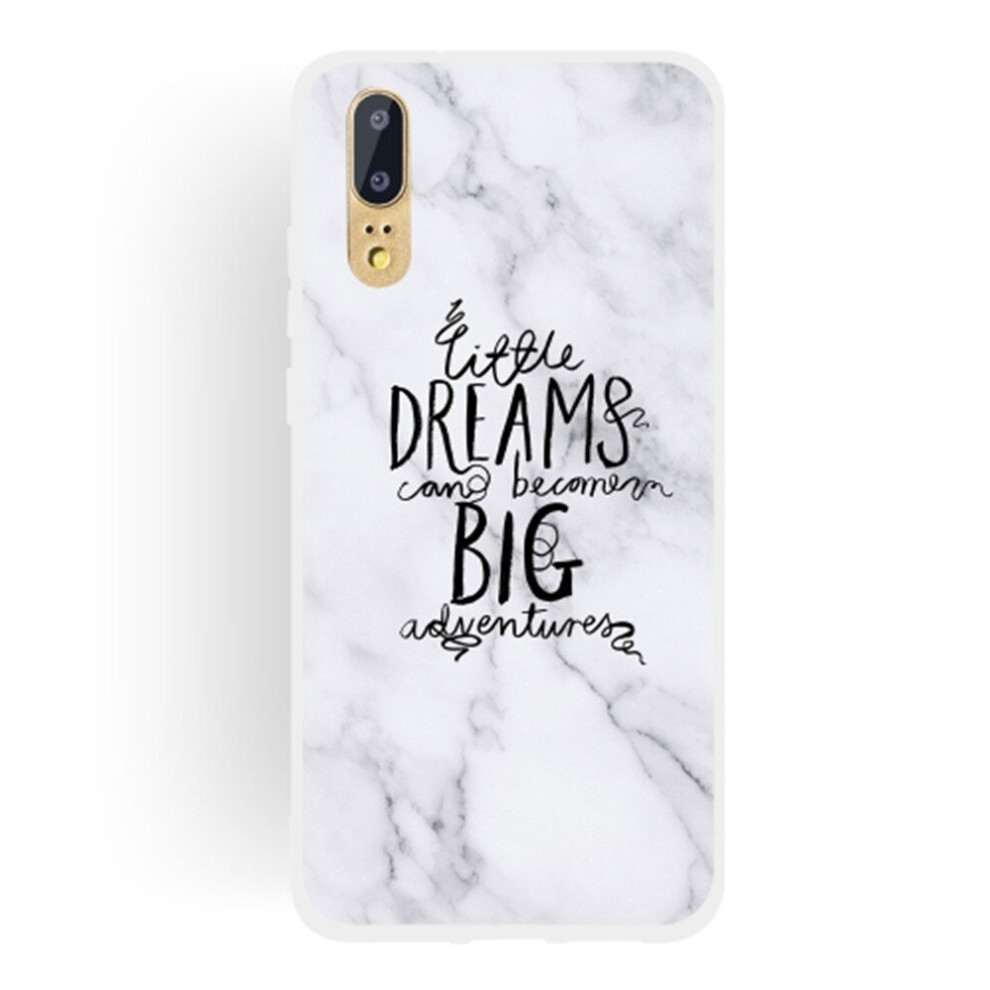 2Pcs Dream Text Matte Semi-Transparent Tpu Marble Phone Case For Huawei P20 700000652123