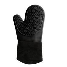 2Pcs Non-Slip Silicone Oven Mitt Waterproof Heat Resistant Kitchen Gloves Long Cotton Bbq Oven Gloves for Barbecue Cooking Baking