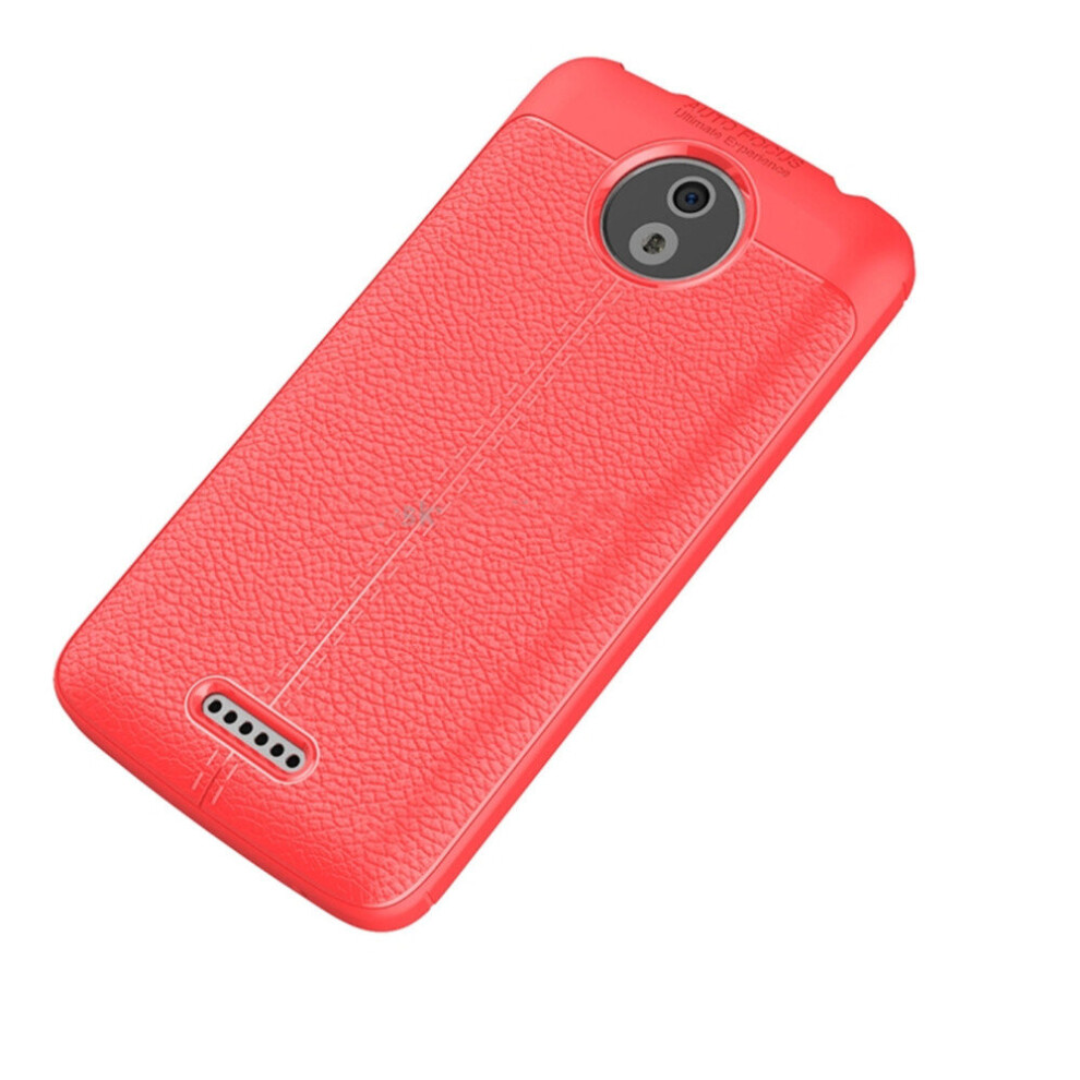 2Pcs For Motorola Moto C Litchi Texture Design Soft Tpu Anti-Skip Protective Cover Back Case(Red) Red 700000657159