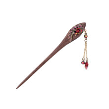 3PC Vintage Peacock Pattern Wood Case Hairpin