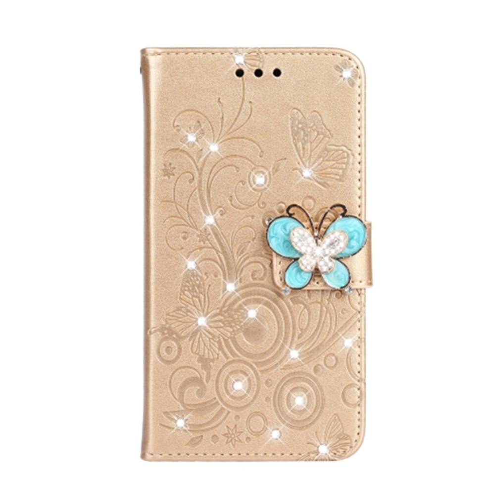 For Galaxy M20 Diamond Encrusted Butterflies Love Flowers Pattern Horizontal Flip Leather Case With Holder & Card Slots & Wallet & Lanyard(Butterfly G 700000649642