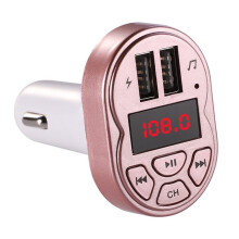 Car 3.1A USB Charger Music Radio Bluetooth Receiver FM Transmitter Handsfree Audio MP3 Player Rose gold
