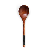 4pcs Long Spoons Wooden Korean Style 10.9 Inches 100% Natural Wood Long Handle Round Spoons For Soup Cooking Mixing Stirr