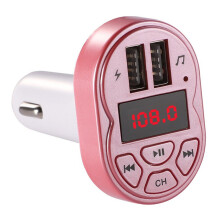 Car 3.1A USB Charger Music Radio Bluetooth Receiver FM Transmitter Handsfree Audio MP3 Player Pink