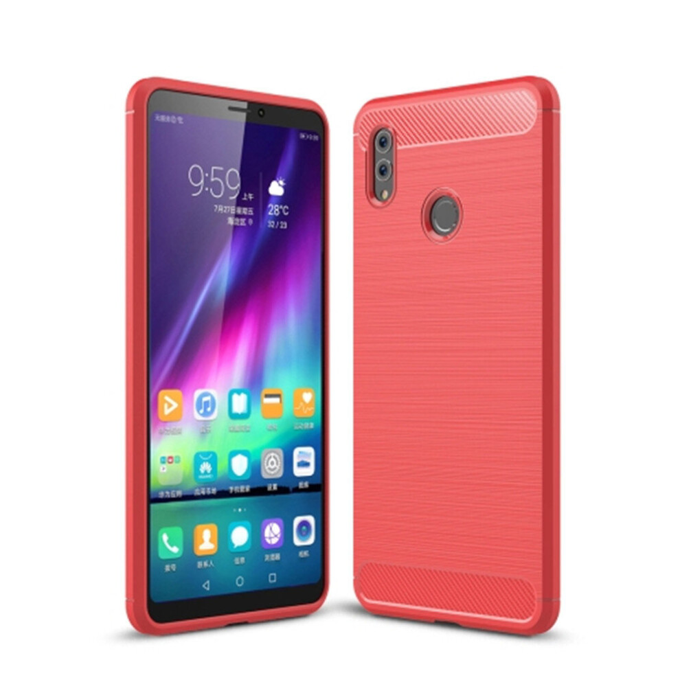 2Pcs Brushed Texture Carbon Fiber Shockproof Tpu Case For For Huawei Honor Note 10 (Red) Red 700000659689