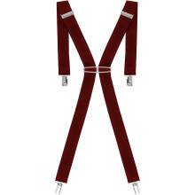 (Burgundy) Mens Elasticated Braces 35mm High Quality Heavy Duty Adjustable Suspenders