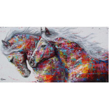 2 Running Horse Wall Art Picture Canvas Oil Painting Animal Print for Living Room Home Decor 40X80cm