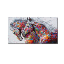 2 Pcs 2 Running Horse Wall Art Picture Canvas Oil Painting Animal Print for Living Room Home Decor 30X60cm