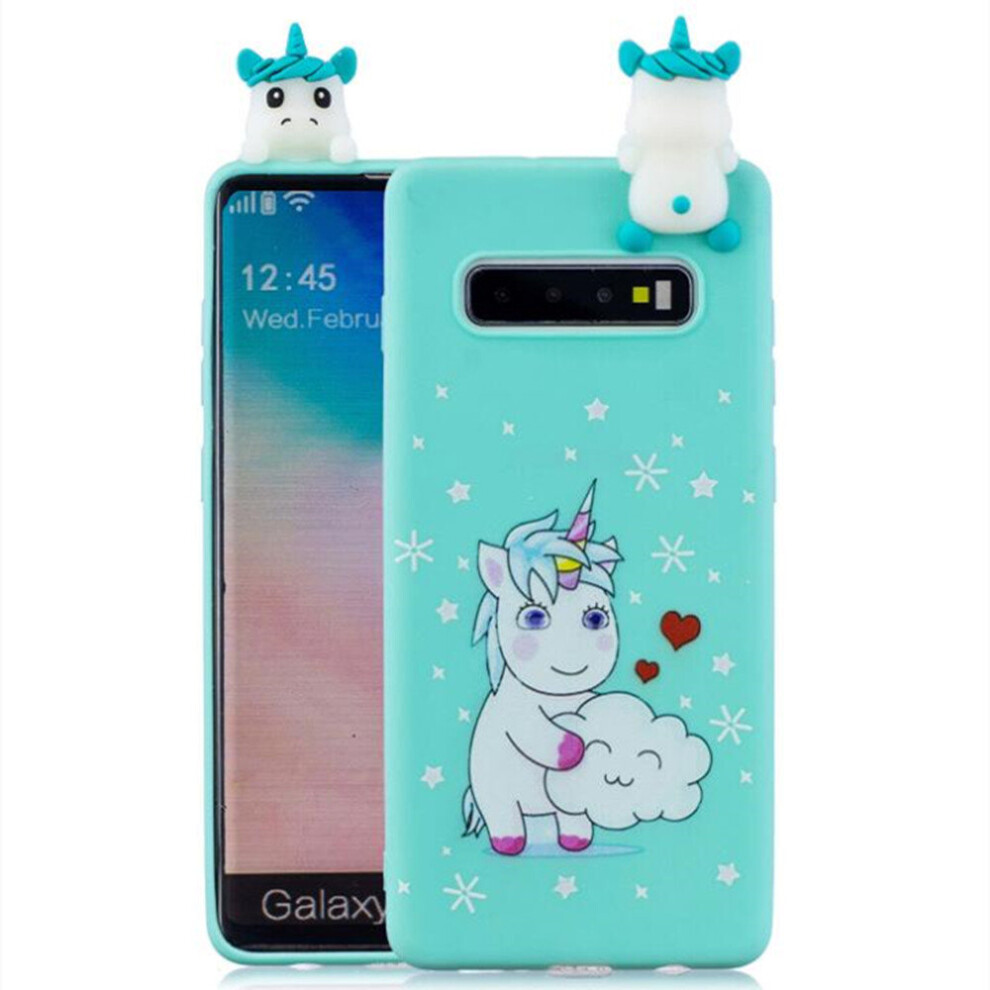 For Samsung S10 Color Painting Pattern Drop Protection Soft TPU Mobile Phone Case+Back Cover Bracket Love unicorn-image-OPC-P6ZB9Z2-NEW