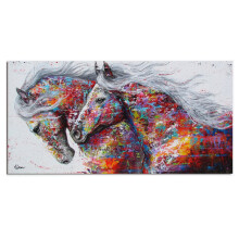 2 Running Horse Wall Art Picture Canvas Oil Painting Animal Print for Living Room Home Decor 50X100cm