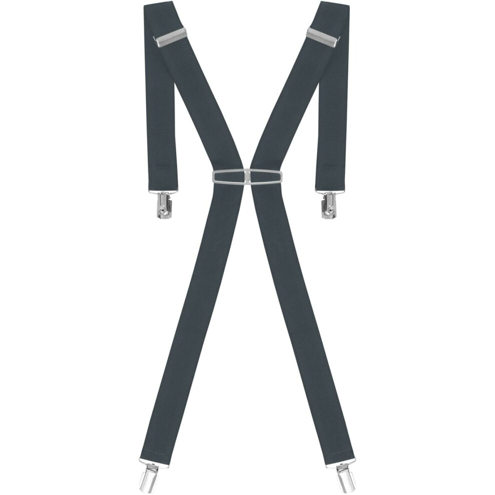 (Grey) Mens Elasticated Braces 35mm High Quality Heavy Duty Adjustable Suspenders