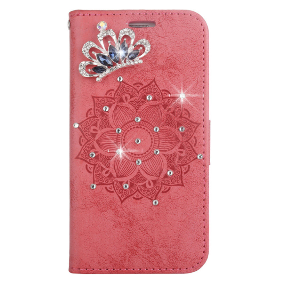For Galaxy A5 (2018) Mandragora Pattern Diamond Encrusted Horizontal Flip Leather Case With Card Slot & Holder & Wallet & Lanyard(Red) Red 777178621701