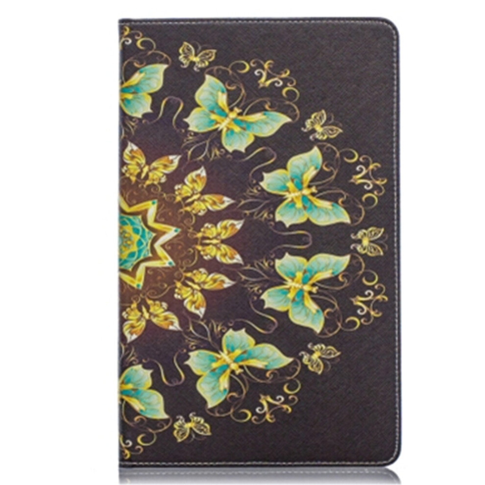 Colored Drawing Semicircular Butterfly Pattern Horizontal Flip Leather Case For Galaxy Tab A 10.1 (2019) T510 / T515, With Holder & Card Slots & Walle 700000639780