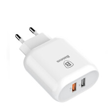 23W 5V/1A Max Dual USB Quick Charging 3.0 Travel Charger, EU Plug