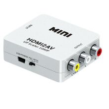 HDMI to AV Adapter HD Video Converter Box HDMI to RCA AV/CVSB L/R Video 1080P HDMI2AV Support NTSC PAL white
