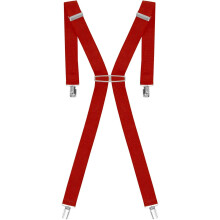 (Red) Mens Elasticated Braces 35mm High Quality Heavy Duty Adjustable Suspenders