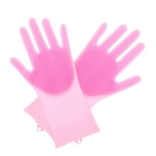 2 PAIR Scrub Gloves Non-slip Heat-resistant Silicone Rubber Gloves Kitchen Dish Washing Cleaning