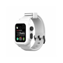 Waterproof Case for Apple Watch Band 4 iWatch Bands Silicone Strap 44mm Bracelet Smart Watch Accessories white_44MM