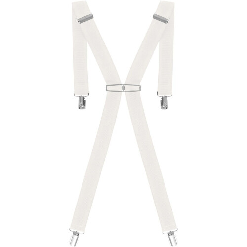 Ze Enzo (White) Mens Elasticated Braces 35mm High Quality Heavy Duty Adjustable Suspenders