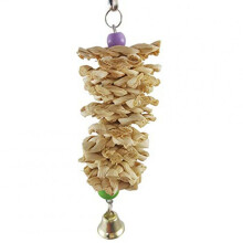 4 Pcs Bird Parrot Toy with Bell Natural Wooden Grass Chewing Bite Hanging Cage Swing Climb Chew Toys