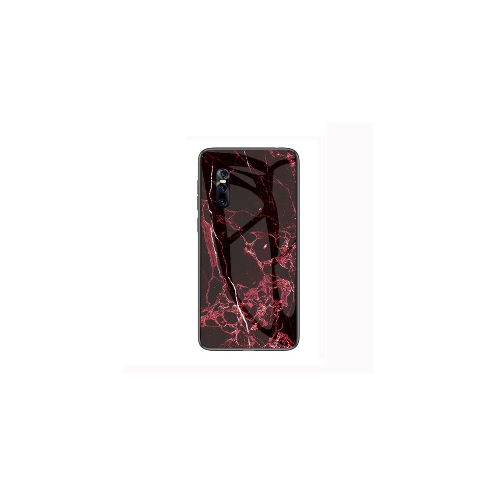 2Pcs Marble Glass Protective Case For Vivo X27(Red) Red 700000667431