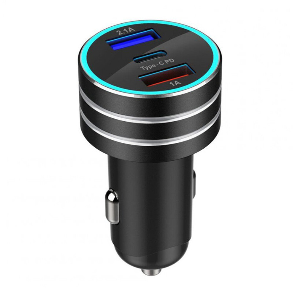 3.1A Dual Usb Type-C Car Charger Fast Charging With Led Display Universal Mobile Phone Tablet Black 700000589856