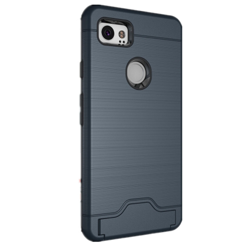 2Pcs For Google Pixel 2 Xl Brushed Texture Separable Pc + Tpu Protective Combination Back Case With Holder & Card Slot 700000657494